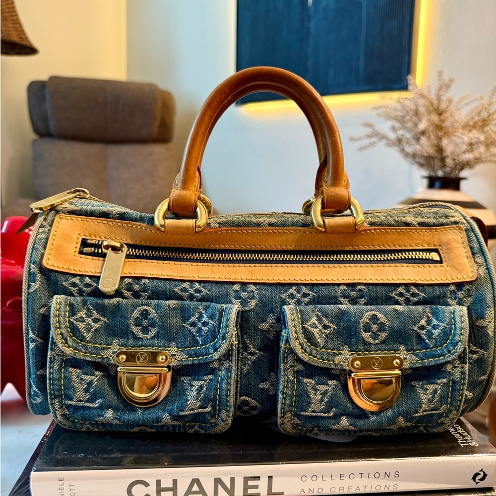 AUTH Louis Vuitton Denim NEO SPEEDY handbag